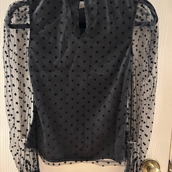Parisian Works Sheer Black Polka Dot Blouse - Picture 2 of 3
